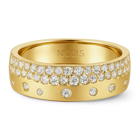 Anillo Diamantes Oro Amarillo Mate Firmamento Pastilla Square - diseños actuales