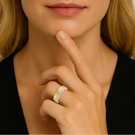 Anillo Diamantes Oro Amarillo Matte Firmamento Pastilla Square - projetos de corrente 2