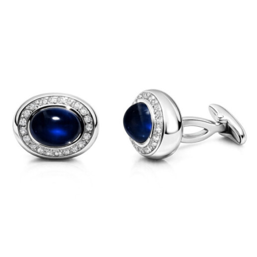 Cabuson di zaffiro e diamanti - Gemelli di nozze
