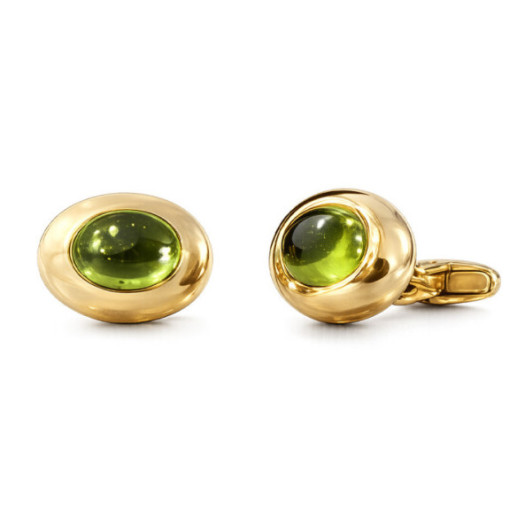 Gemelos Peridoto Oval Oro Amarillo Cabuson - Gemelos de Boda