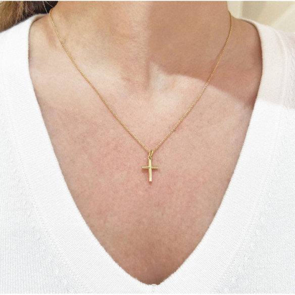 Glattes Kreuzrohr aus massivem Gold, Xs - Kreuze