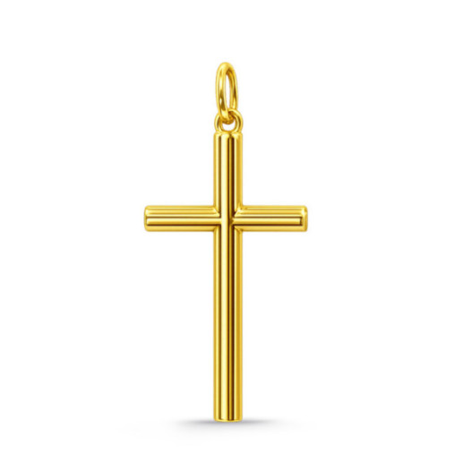 Cruz Oro Lisa Maciza Tubo XXL Oro 18K - Cruces