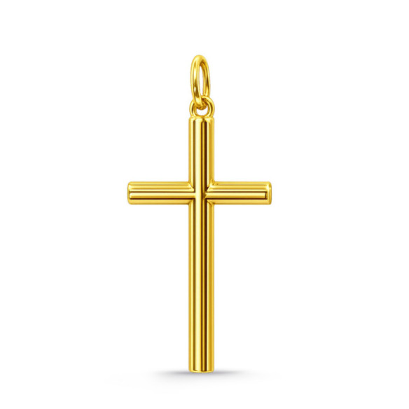 Cruz Oro Lisa Maciza Tubo XXL Oro 18K - Atravessa