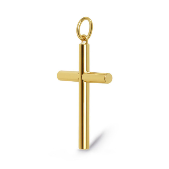 Cruz Oro Lisa Maciza Tubo XXL Oro 18K - Kreuze