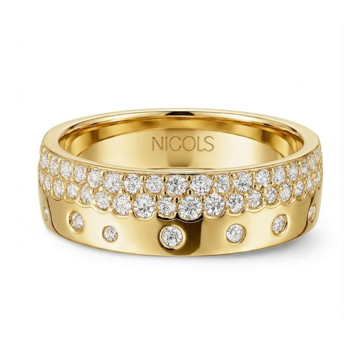 Anillo Diamantes Oro Amarillo Firmamento Pastilla Square - diseños actuales