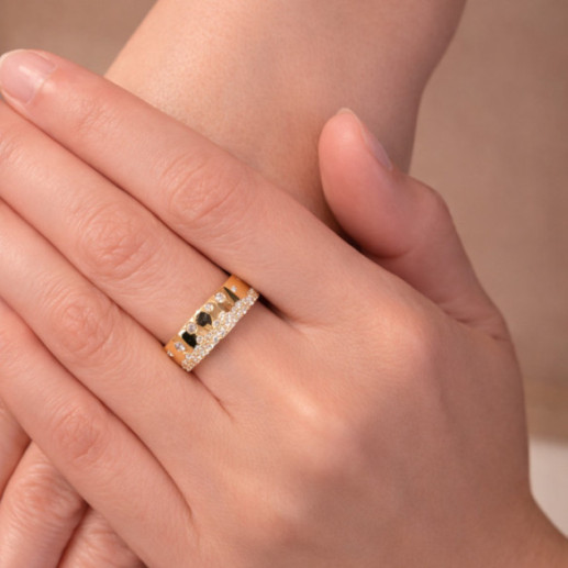 Anillo Diamantes Oro Amarillo Firmamento Pastilla Square - diseños actuales 2