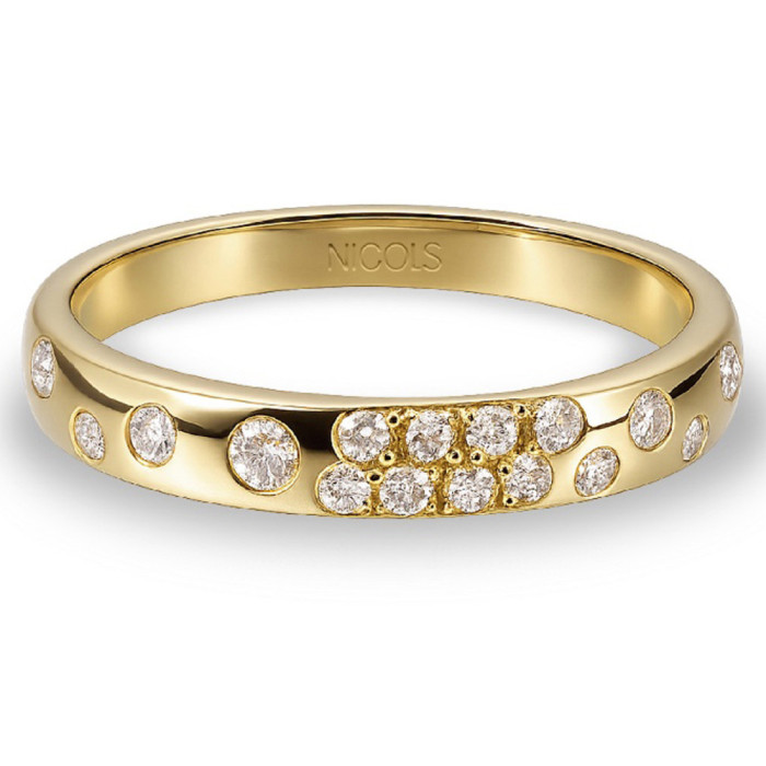 Anillo Diamantes Oro Amarillo Firmamento Pastilla Square - diseños actuales
