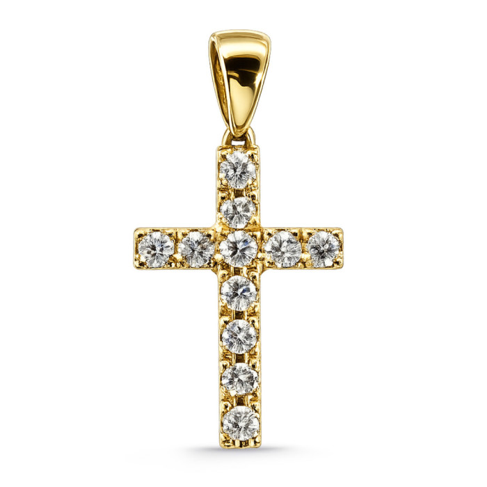 Cruz diamantes Catholic Sign oro amarillo - Atravessa