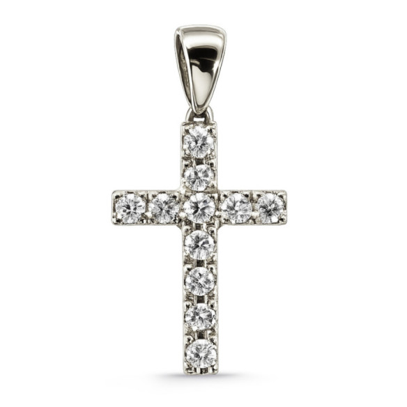 Cruz diamantes Catholic Sign oro blanco - Atravessa