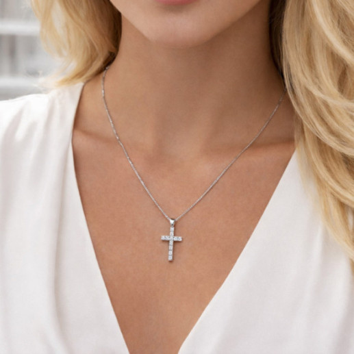 Cruz diamantes Catholic Sign oro blanco - Cruces 2