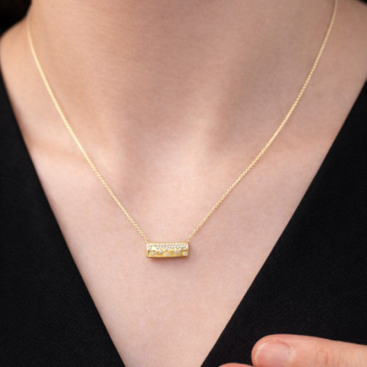 Collar Diamantes Oro Amarillo Firmamento Pastilla Square - Colares de diamantes 2