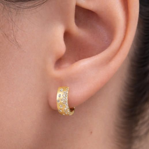 Pendientes Diamantes Oro Amarillo Mate Firmamento Pastilla Square - cortos 2