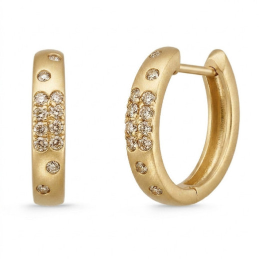 Firmamento Pastilla Square Matte Diamond Earrings in Yellow Gold - Short