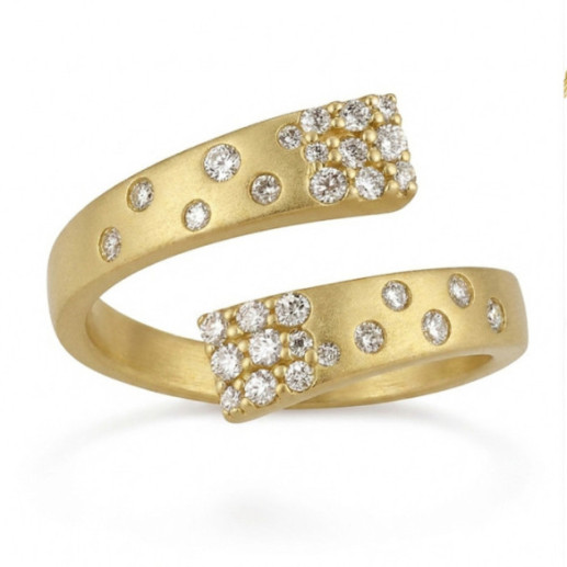Anillo Diamantes Oro Amarillo Mate Firmamento Pastilla Square Tu y Yo - disegni attuali