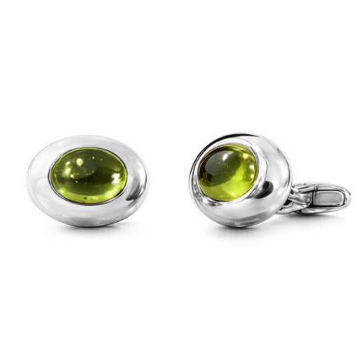 Gemelos Peridoto Oval Oro Blanco Cabuson - Jumelles de mariage