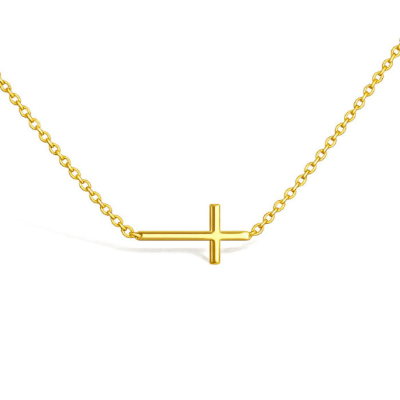 Collar Cruz Tumbada Oro Amarillo - Attraversa
