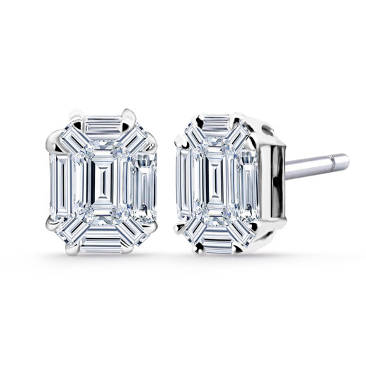 Diamond Earrings 1.30 Ct Emerald Cut Vrait 37010010021