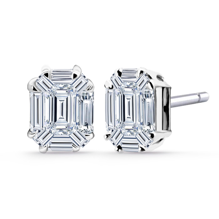 Náušnice Diamanty 1,30 Ct Tvar Smaragd Vrait