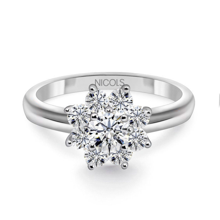 Ring Diamanter Hvitt Gull Flor Stjerne 0,66 Ct