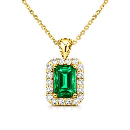 Collar Esmeralda y Diamantes Oro Amarillo Sunset Rentangle 99929918546
