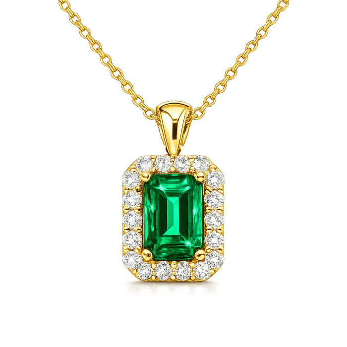 Collar Esmeralda y Diamantes Oro Amarillo Sunset Rentangle
