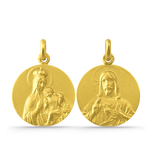 Escapulario Virgen del Carmen y Sagrado Corazón 18kt 04518050052