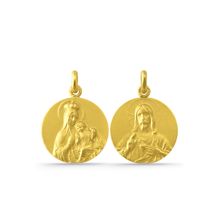 Escapulario Virgen del Carmen og Sagrado Corazón 18K Hul
