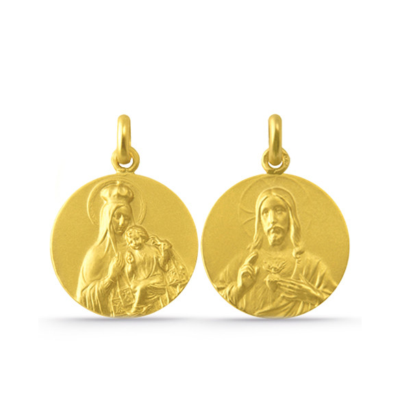 Escapulario Virgen del Carmen og Sagrado Corazón 18K Hul