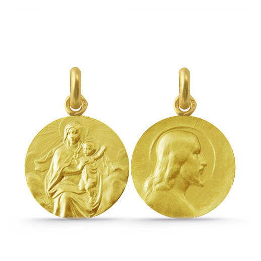 Escapulario Virgen del Carmen Manto og Salvador 18K