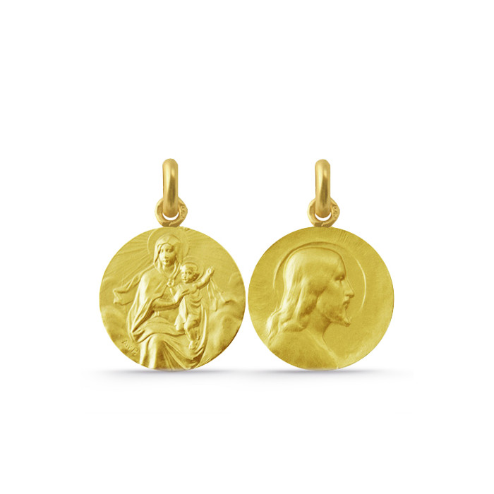 Escapulario Virgen del Carmen Manto og Salvador 18K