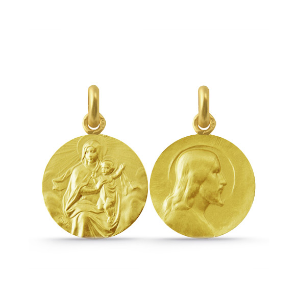 Escapulario Virgen del Carmen Manto y Salvador 18K