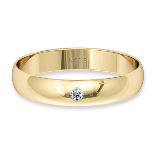 Obrączka Atenea Żółte Złoto z Diamentem 0,02 ct
