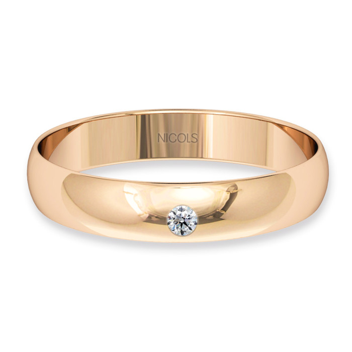 Obrączka Atenea Różowe Złoto z Diamentem 0,02 ct