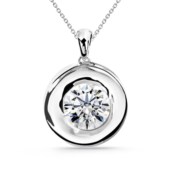 Naszyjnik z Diamentem Linda 0.55-1.00 Ct Soliter Białe Złoto