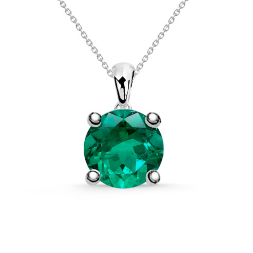 Emerald Necklace JACKIE 0.20ct 0.50ct Solitaire White Gold 99925221042