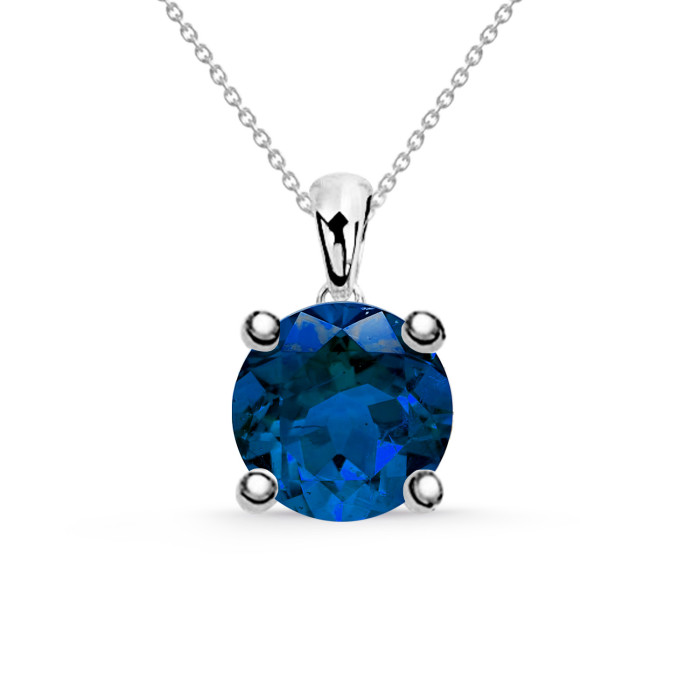 Halskæde Safir Jackie 0.20Ct 0.50Ct Solitær Hvidguld