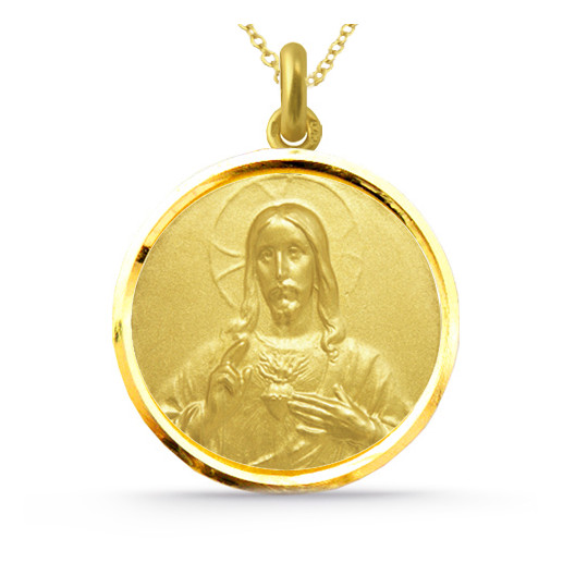 Christ Sacred Heart of Jesus Medal with 18k Gold Bezel. 04516510052 2