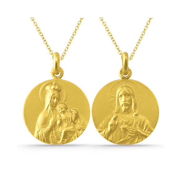 Escapulario Virgen del Carmen y Sagrado Corazón 18k 04518050052