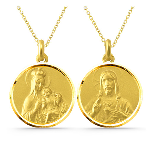 Escapulario Virgen del Carmen y Sagrado Corazón 18kt Bisel Hueca 04518060052 2