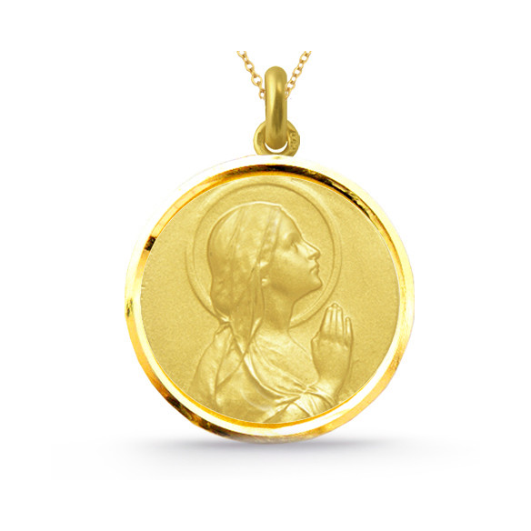 Virgin Mary Praying Medal 18k Gold Bezel 04515060052