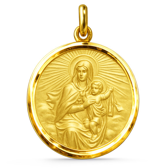 Medalla Virgen del Carmen Manto Bisel Oro 18K