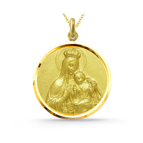 Medalla Virgen del Carmen Corona Oro 18kt Bise l04515230052