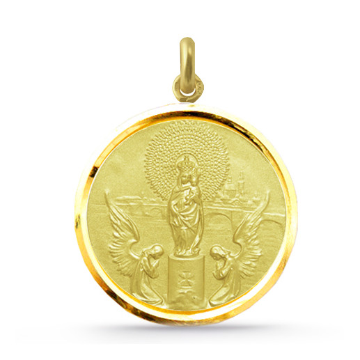 Medaljong Jomfru Pilaren Gull 18K Bisel