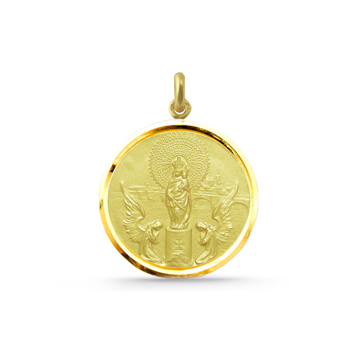 Medaljong Jomfru Pilaren Gull 18K Bisel