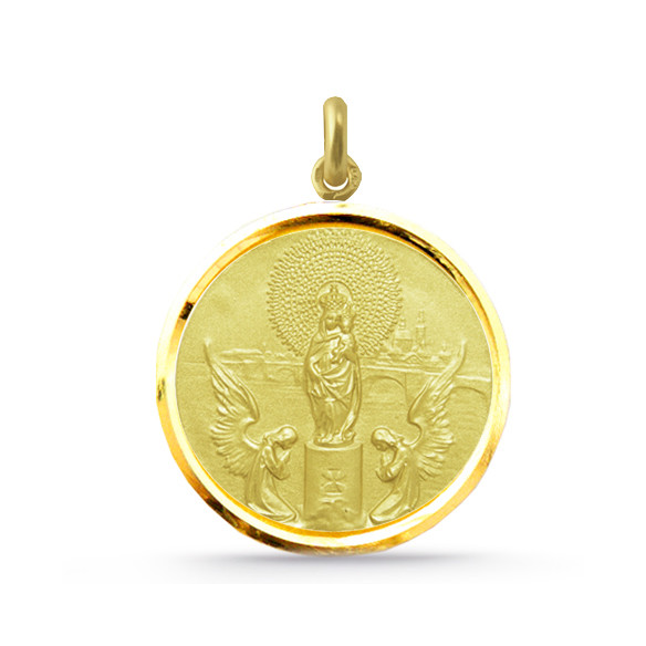 Medalla Virgen del Pilar Oro 18K Bisel