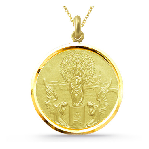 Medalla Virgen del Pilar Złoto 18K Bisel 2