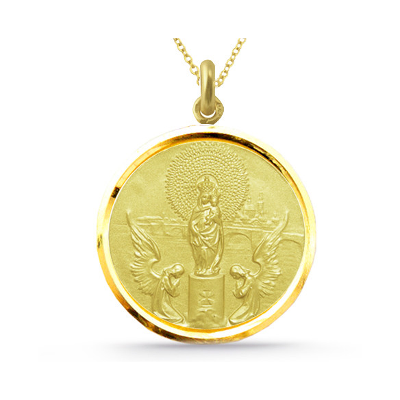 Medaljong Jomfru Pilaren Gull 18K Bisel