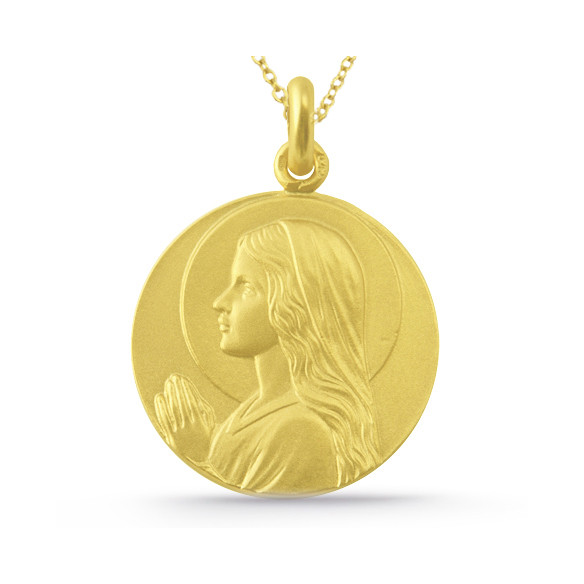 Medaljong Jomfru Maria Barn Gull 18K