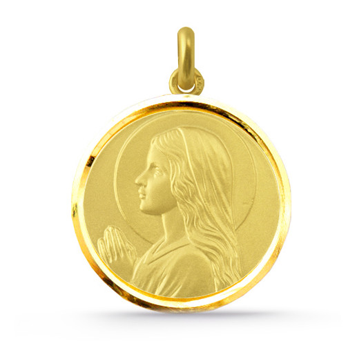 Medaljong Jomfru Maria Barn Gull 18K Bisel