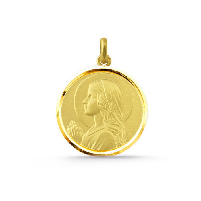 Virgin Mary Girl Medal 18k Gold Bezel 04515310052
